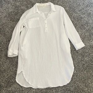 C. Pill White Muslin Shirt Dress Small